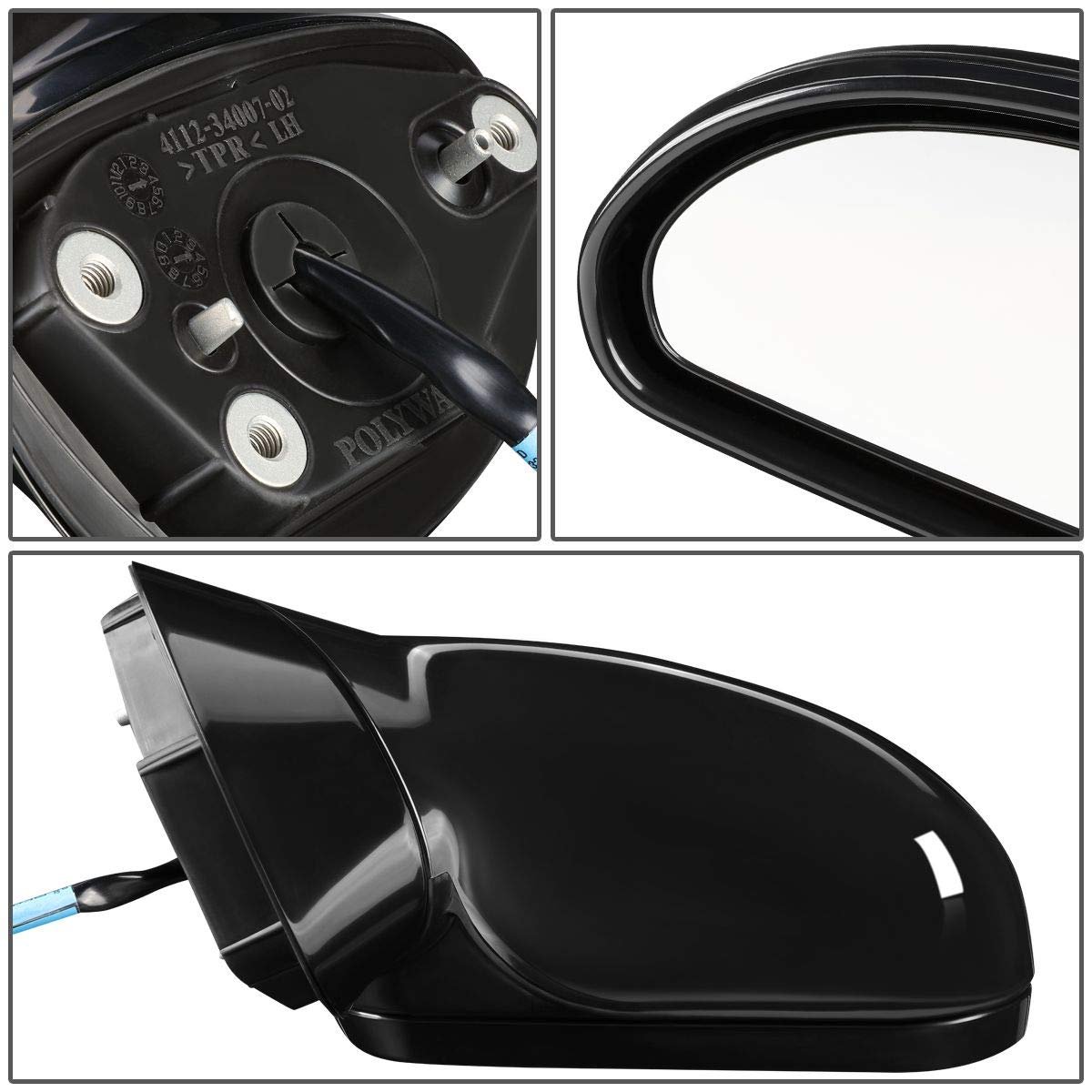 Powered And Heated Driver Left Side View Door Mirror For Mitsubishi Eclipse 06-08 Black Paintable Finish Manual Folding