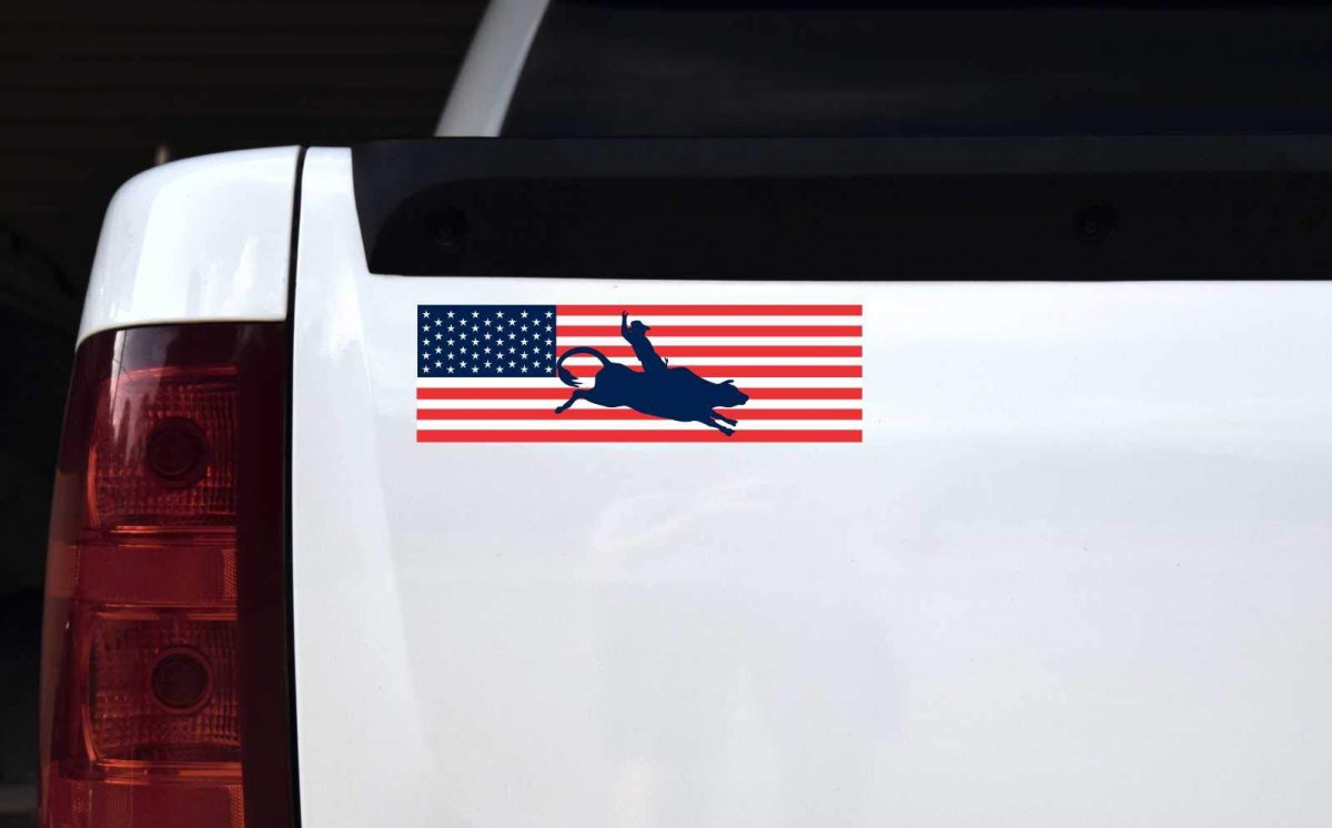 Stickertalk Usa Flag Cowboy Vinyl Sticker 10 Inches By 3