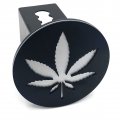 Tow Hitch Cover For 2 Receiver Truck Trailer Suv Heavy Duty Metal Black Silver Weed Leaf