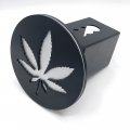 Tow Hitch Cover For 2 Receiver Truck Trailer Suv Heavy Duty Metal Black Silver Weed Leaf