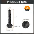 25pcs 12 X 1-1 4 Self Drilling Screws 410 Stainless Steel Tapping For Metal Black Oxidation Finish Hex Washer Head Sheet