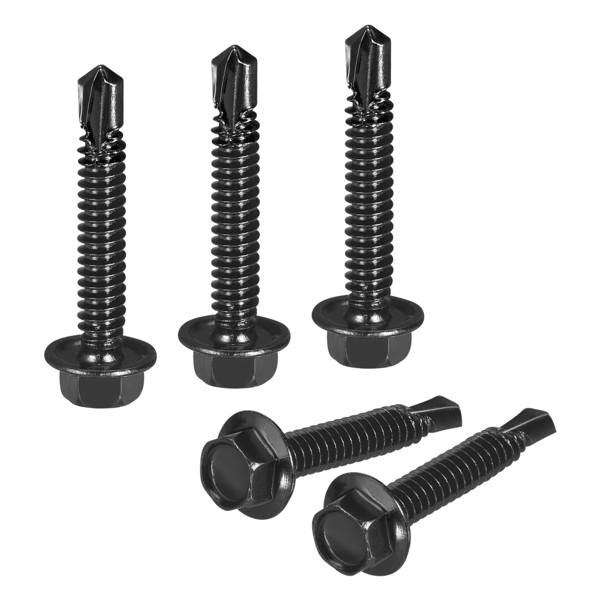 25pcs 12 X 1-1 4 Self Drilling Screws 410 Stainless Steel Tapping For Metal Black Oxidation Finish Hex Washer Head Sheet