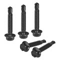 25pcs 12 X 1-1 4 Self Drilling Screws 410 Stainless Steel Tapping For Metal Black Oxidation Finish Hex Washer Head Sheet 
