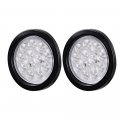 Kit 8x Round 4 Inch 12-led Clear Lens Red Lighting Tail Light Turn Brake Stop Lamp W Grommet Wiring Plug Compatible With Car