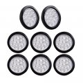 Kit 8x Round 4 Inch 12-led Clear Lens Red Lighting Tail Light Turn Brake Stop Lamp W Grommet Wiring Plug Compatible With Car