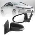 Left Driver Side View Door Mirror For 2014-2019 Toyota Corolla With Power Glass Manual Folding Heated Turn Signal Light Black 
