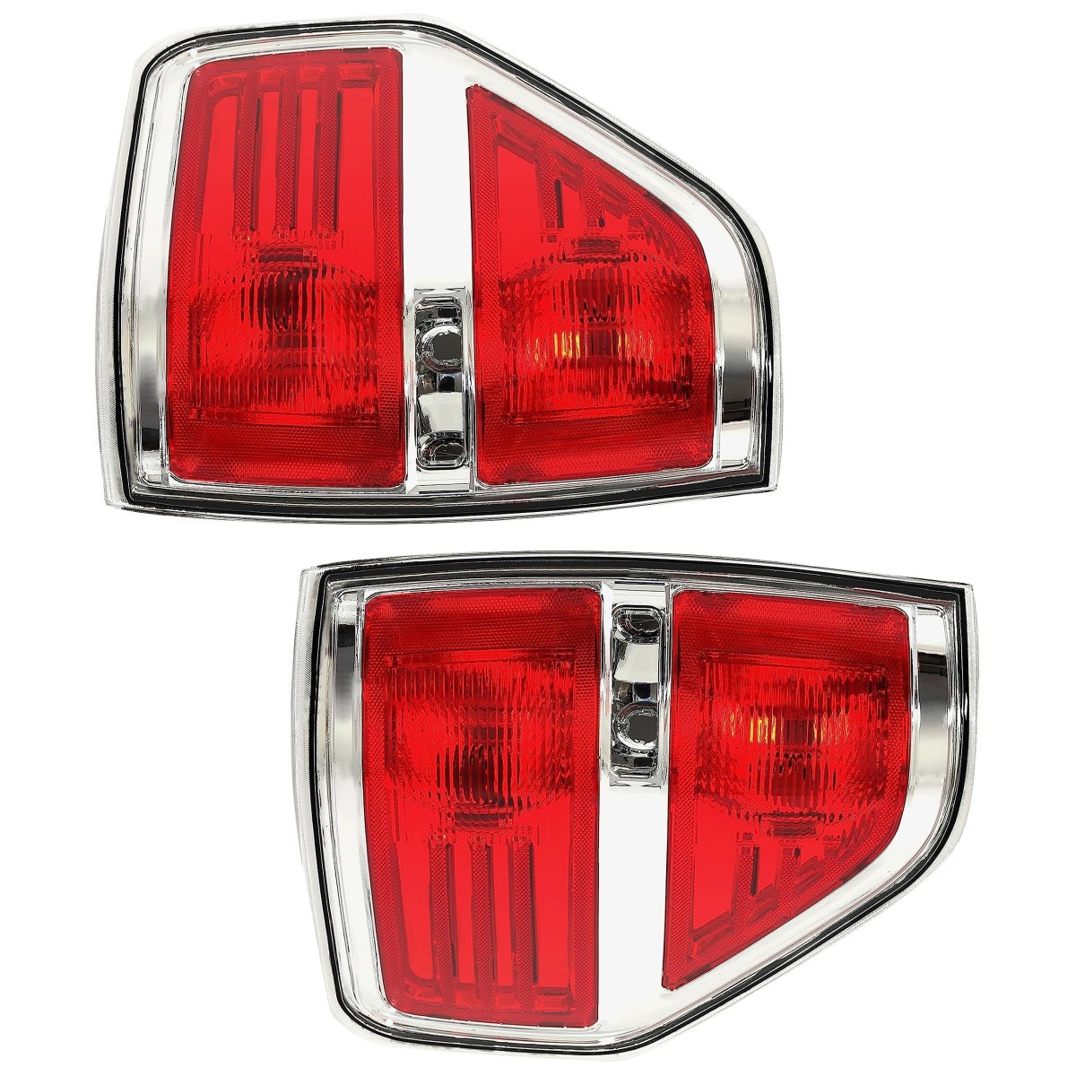 Pair Tail Lights For 2009 2010 2011 2012 2013 2014d F150 Red Lens Chrome Housing Rear Brake Lamps Lh And Rh Replacement For