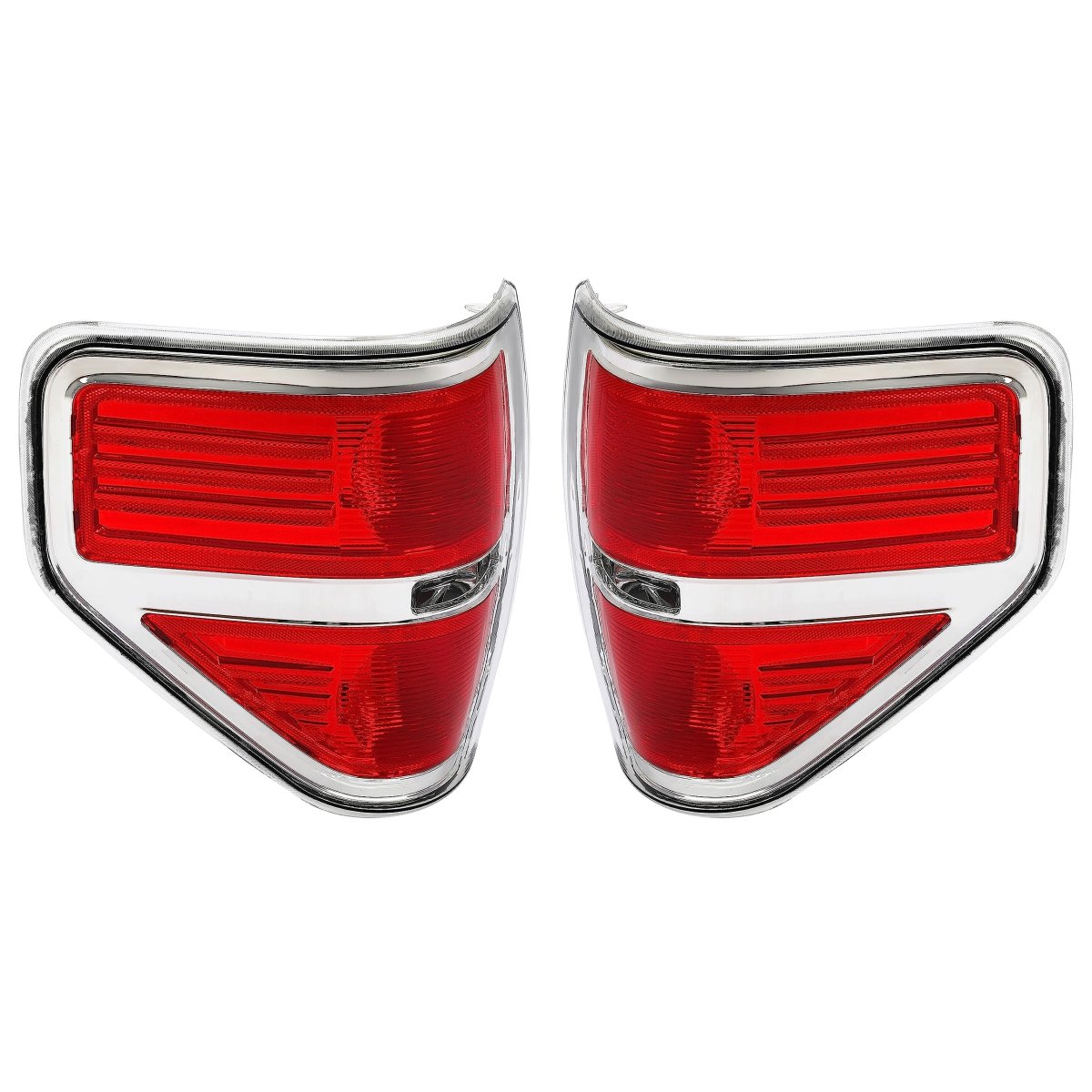 Pair Tail Lights For 2009 2010 2011 2012 2013 2014d F150 Red Lens Chrome Housing Rear Brake Lamps Lh And Rh Replacement For