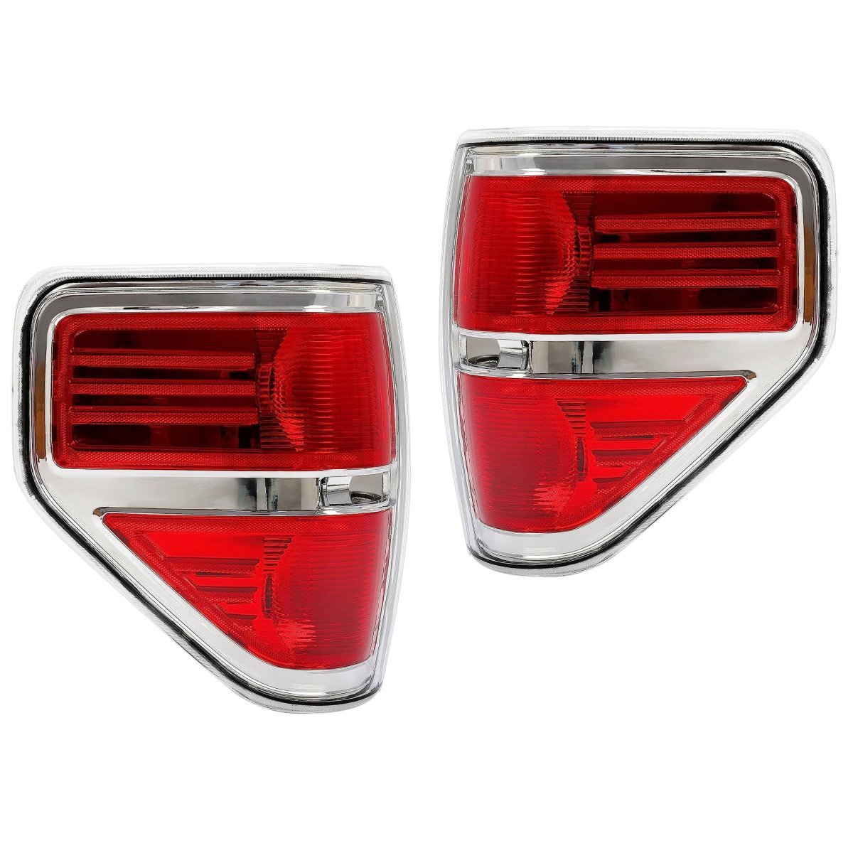 Pair Tail Lights For 2009 2010 2011 2012 2013 2014d F150 Red Lens Chrome Housing Rear Brake Lamps Lh And Rh Replacement For