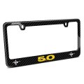 Ford Mustang Gt 5 0 License Plate Frame Yellow Dual Logo Real 3k Carbon Fiber Glossy Finish Official Licensed 12 In X 6 Black 