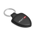 Dodge Srt-8 Logo Black Shield-shape Style Genuine Leather Key Chain Official Licensed