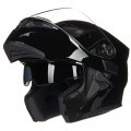 Motorcycle Dual Visor Flip Up Modular Full Face Helmet Dot Certified Gloss Black Large Model Ilm-902 Aerodynamic Hard Abs Shell 