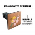 Cartoon Girl Riding Magical Horned Pink Unicorn Tow Trailer Hitch Cover Plug Insert