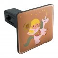 Cartoon Girl Riding Magical Horned Pink Unicorn Tow Trailer Hitch Cover Plug Insert