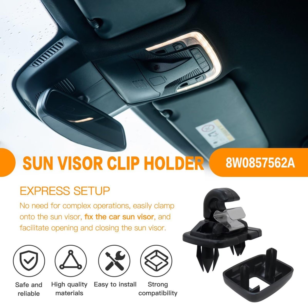 Sun Visor Clip Hook Holder 8w0857562a For Audi A4 Allroad Technik Wagon 4-door 2 0l 1984cc 121cu In L4 Mild Hybrid Ev-gas Mhev