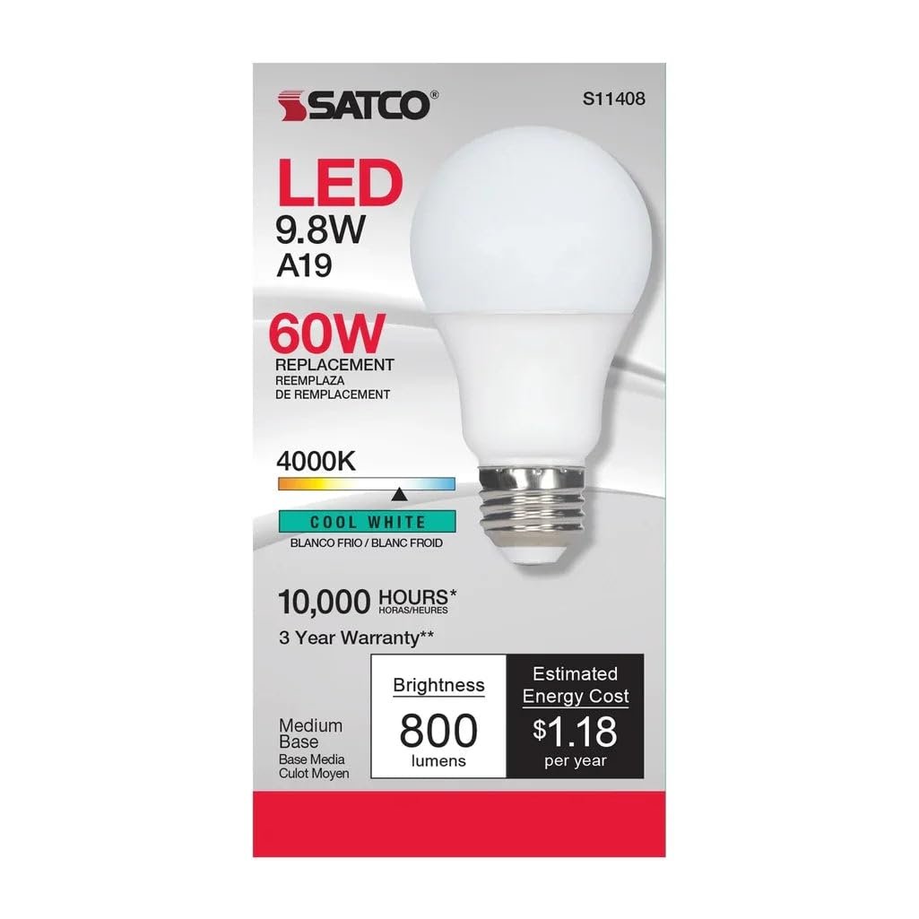 Satco S11408 9 8a19 Led 40k 120v Eco Nd 6-pack