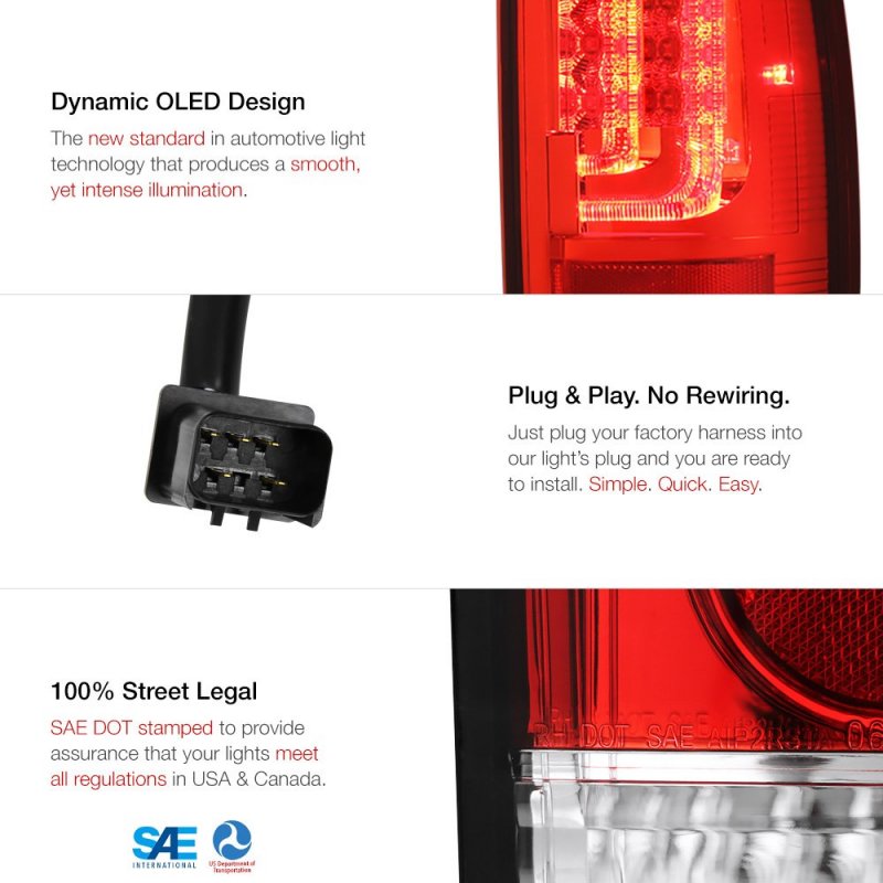 Red Lens Premium L-shape Led Tail Light Full-led Smoke License Plate Lamp Housing Replacement Bundle For 2003-2006 Dodge Ram
