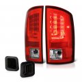 Red Lens Premium L-shape Led Tail Light Full-led Smoke License Plate Lamp Housing Replacement Bundle For 2003-2006 Dodge Ram 