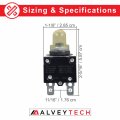 Alveytech 50vdc 125 250vac Push-button Reset Circuit Breaker With Metal Threaded Collar And Rubber Boot Replacement Switch