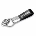 Ipick Image Compatible With Ram Power Wagon Black Real Leather Strap Chrome Round Hook Metal Key Chain