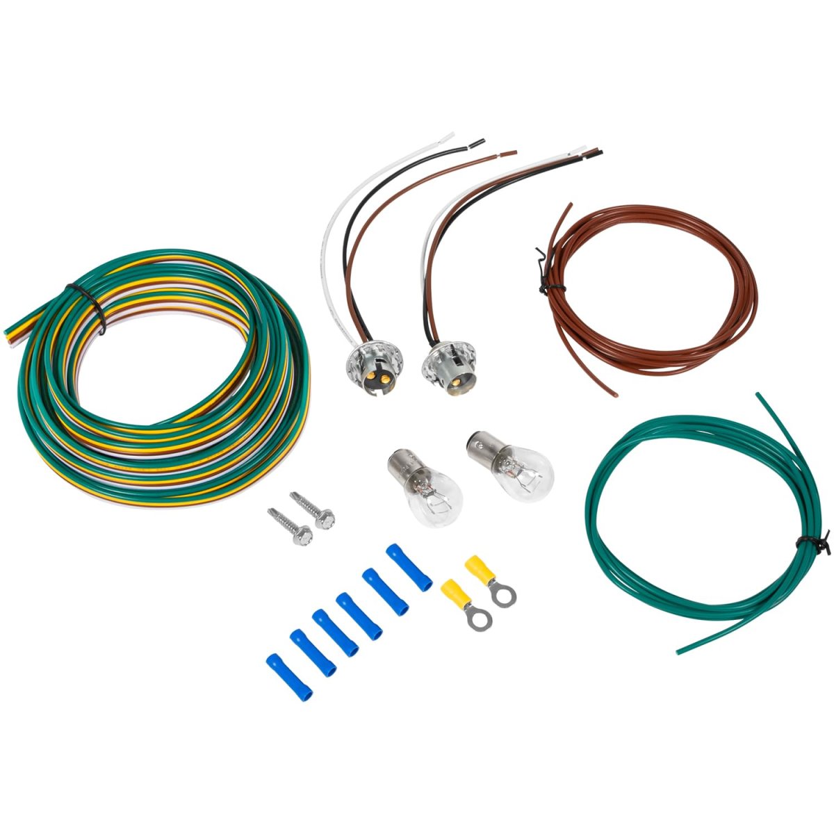 Bx8869 Tail Light Wiring Kit Universal Tow Lighting Solution With 4 Flat Harness 40 Watt Bulbs And Sockets For Rv Towing Setup
