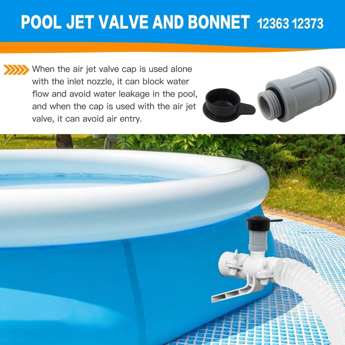 12363 12373 Air Jet Valve And Pool Cap For In-tex Above Ground Swimming Inlet