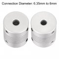 Uxcell 6 35mm To 6mm Aluminum Alloy Shaft Coupling Flexible Coupler Motor Connector Joint L30xd25 Silver 2pcs