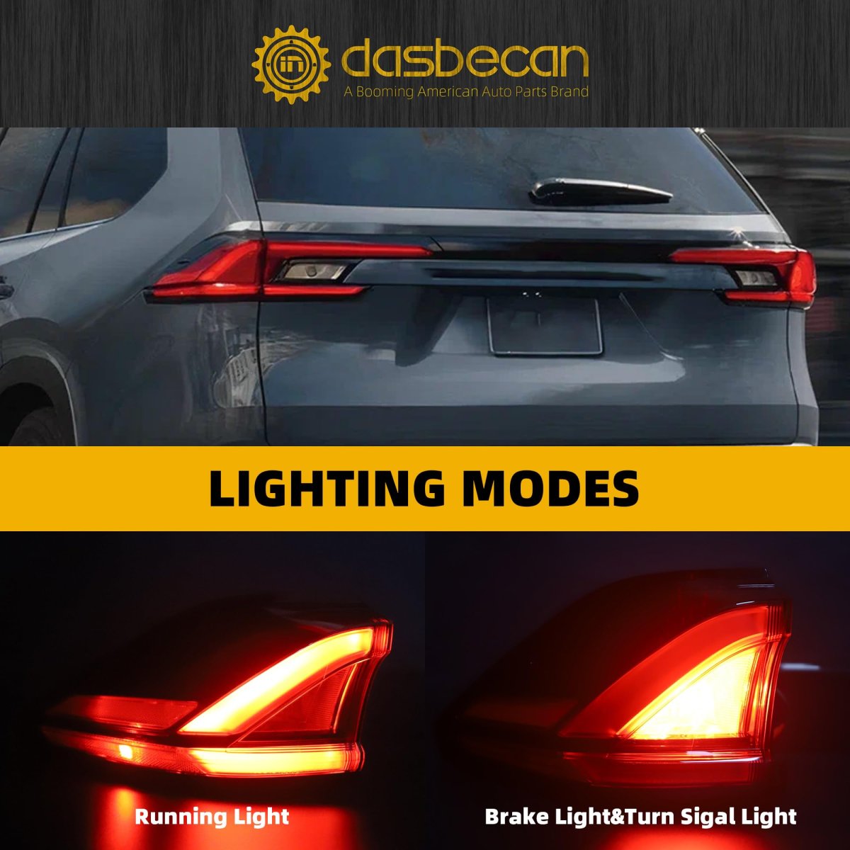 Dasbecan Led Tail Light Assembly For 2024-2025 Toyota Grand Highlander Rear Lamp Taillight Left Driver Side Replace 81560-0e340