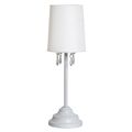 Simple Designs Lt3018-wht Table Lamp With Fabric Shade And Hanging Acrylic Beads White 