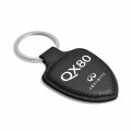 Ipick Image Made For Infiniti Qx80 Logo Black Real Leather Shield-style Key Chain