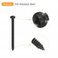 Uxcell 6 X 2 Phillips Pan Head Self-tapping Screw 50pcs 304 Stainless Steel Round Wood Full Thread Black