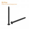 Uxcell 6 X 2 Phillips Pan Head Self-tapping Screw 50pcs 304 Stainless Steel Round Wood Full Thread Black