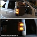 Auto Dynasty Compatible With Ford Super Duty Chrome Housing Towing Side Mirror Turn Signal Light Amber Led