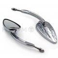 Httmt- 1 Pair Chrome Teardrop Flame Racing Mirrors For H-d 82-later Models Except Vrscf Xl1200x With Mounted Below The
