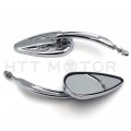 Httmt- 1 Pair Chrome Teardrop Flame Racing Mirrors For H-d 82-later Models Except Vrscf Xl1200x With Mounted Below The
