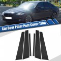 X Autohaux 1 Set Gloss Black Carbon Fiber Pattern Car Door Window Pillar Posts Cover Trim Exterior Anti-scratch Stickers For