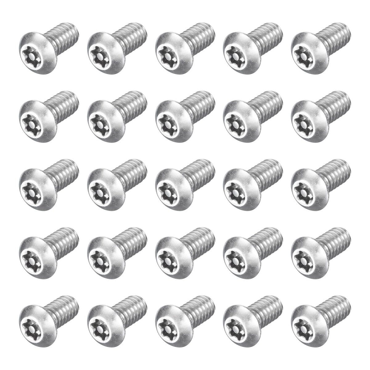 25pcs Torx Security Machine Screws 1 4-20 X 2 304 Stainless Steel Tamper Resistant Button Head Bolt Full Thread For Anti-theft