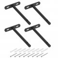 Uxcell 4pcs Floating Shelf Bracket 5 Inch Wall Mounted Blind Support Hidden For Wood Shelves Black