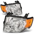 Auto Dynasty Factory Style Headlights And Driving Fog Lamps Set For Ford Escape 08-12 Driver Passenger Side Chrome Housing