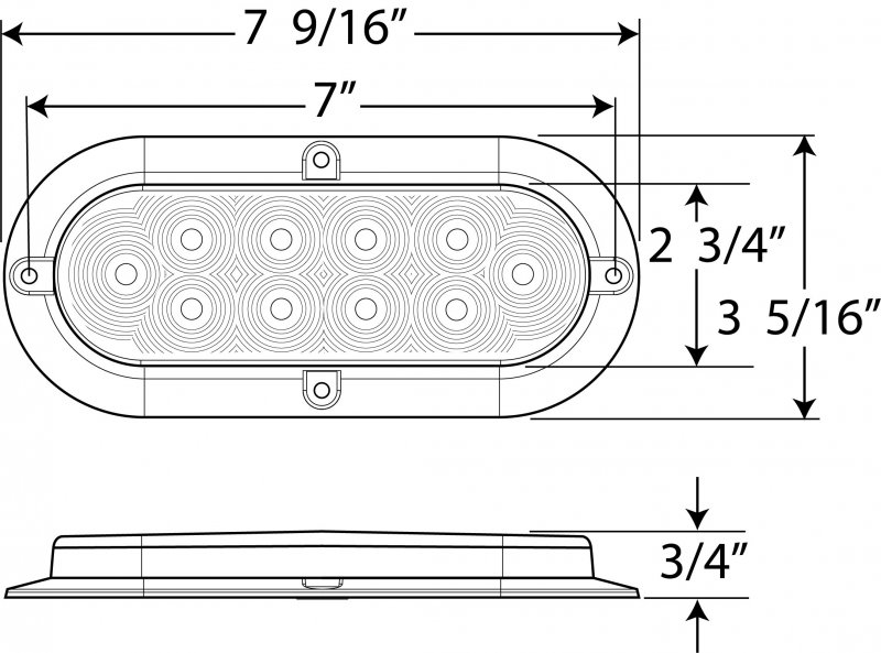 Stl78abp Amber 6 In Oval Sealed Led Light For Surface Mount Universal Fit Sonically 360 Degrees Position Hard Wire With Ground