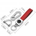 Ipick Image Made For Jeep Logo In Black On Genuine Red Leather Loop-strap Chrome Hook Key Chain
