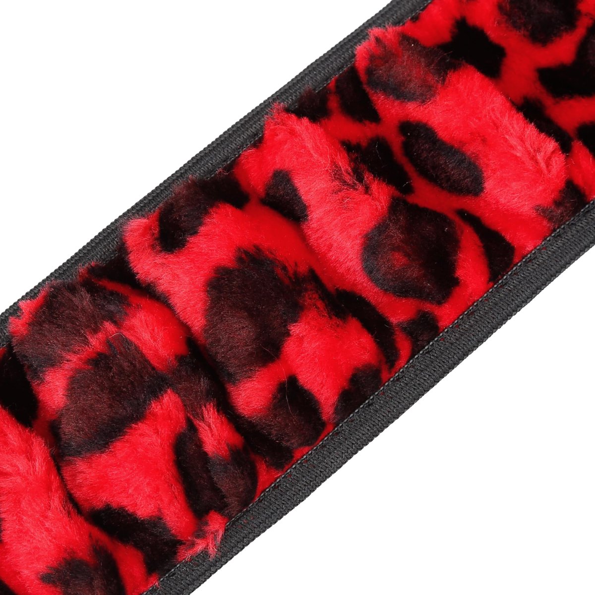 Elastic Leopard Pattern Fluffy Car Steering Wheel Cover With Handbrake Gear Shift Set Universal Red