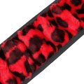 Elastic Leopard Pattern Fluffy Car Steering Wheel Cover With Handbrake Gear Shift Set Universal Red