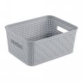 Sterilite 10x8x4 25 Inch Rectangular Weave Pattern Short Basket With Handles For Bathroom Laundry Room Pantry Closet Storage 