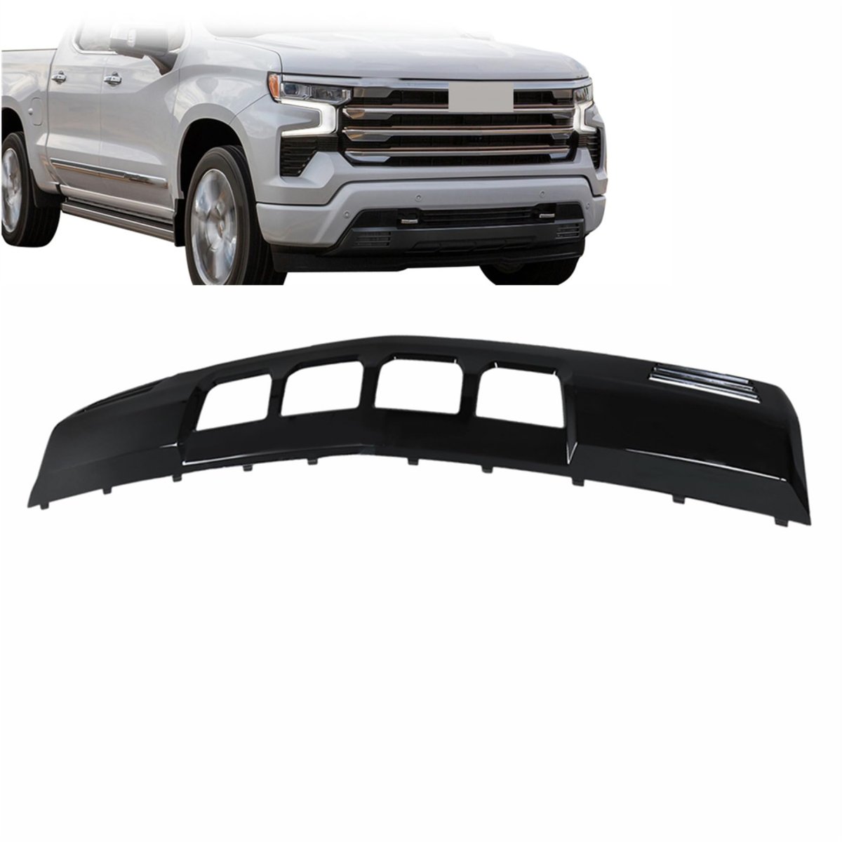 Gxywady Replacement For Silverado 1500 2022 2023 Front Bumper Lower Baffle Black W Exhaust Vent 84878993 84878992
