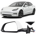Dasbecan Driver Side Mirror For 2017-2022 Tesla Model 3 Left Door With Power Folding Memory Power Heated Glass White 