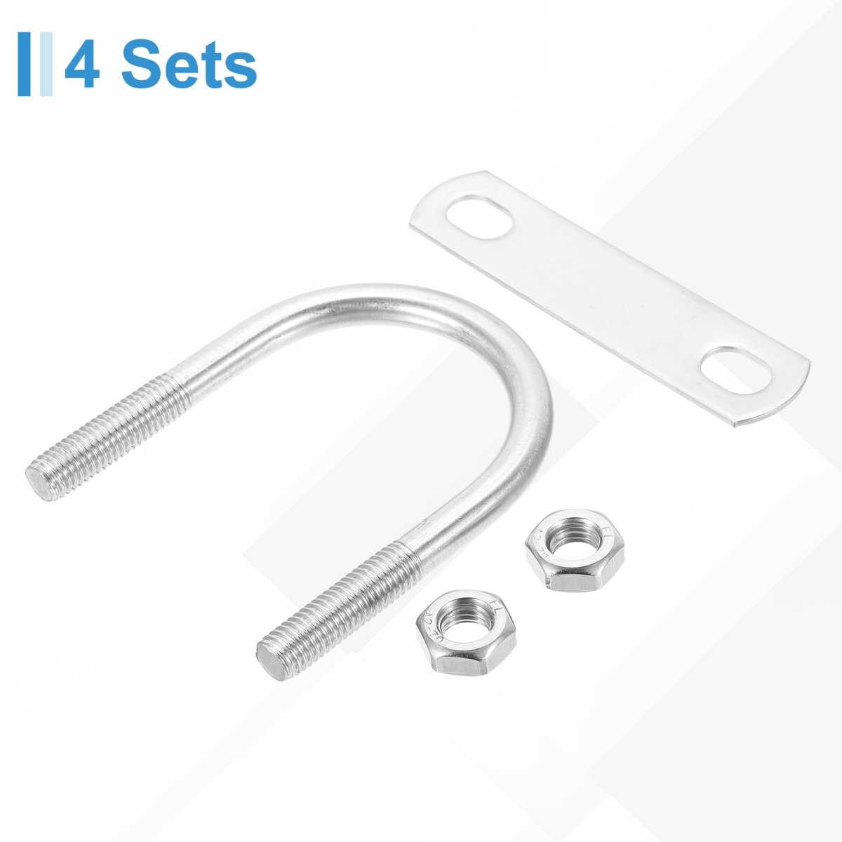 M10 Round U-bolts 4 Sets 63mm 28 Inner Width 102mm 4 Length 201 Stainless Steel U-clamp Bolt With Plates Nuts For Automobile