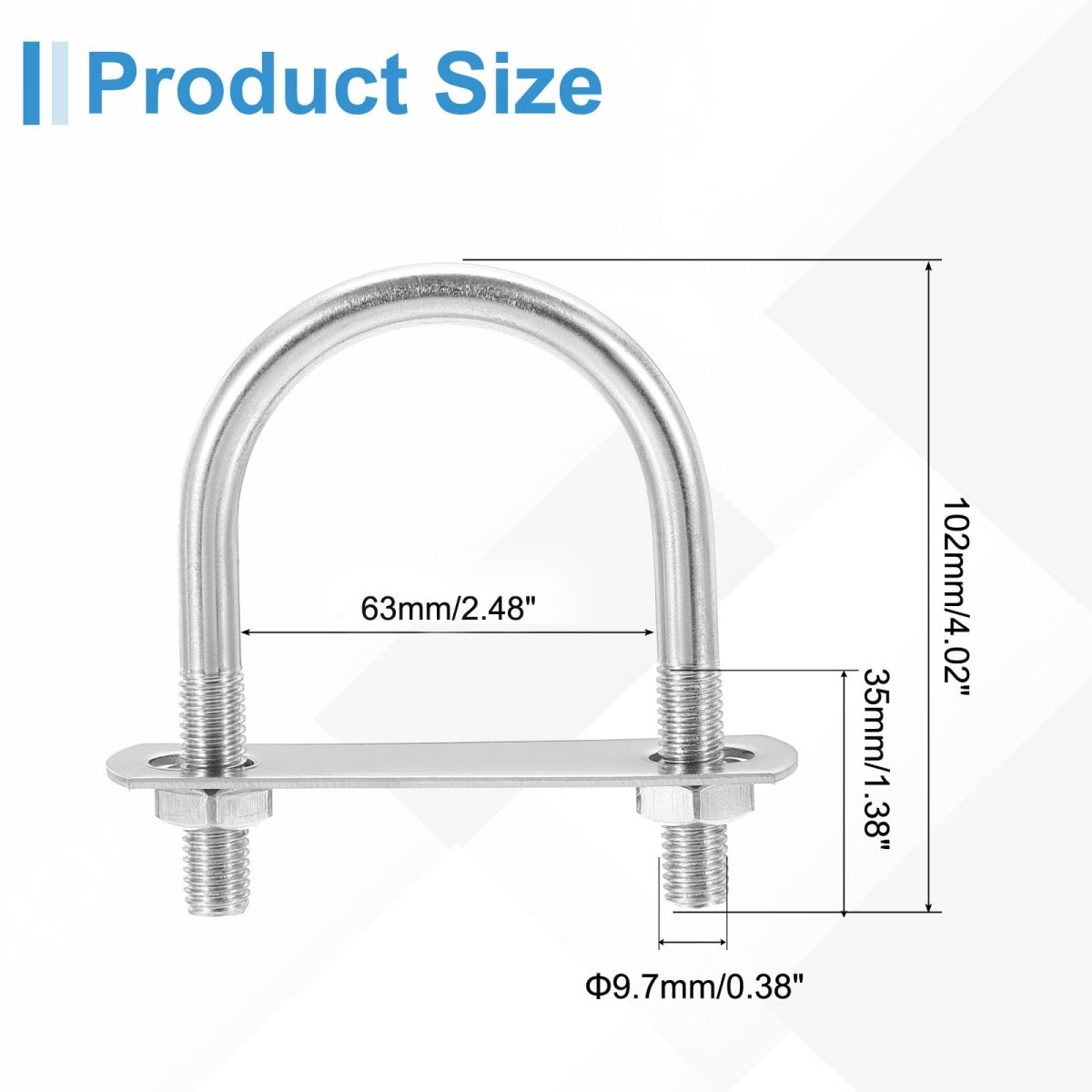 M10 Round U-bolts 4 Sets 63mm 28 Inner Width 102mm 4 Length 201 Stainless Steel U-clamp Bolt With Plates Nuts For Automobile