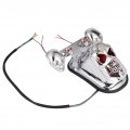 Besportble Skull Tail Light Motorcycle Integrated Motorbike Brake Turn Signal For Outdoor Red And Blue Silver
