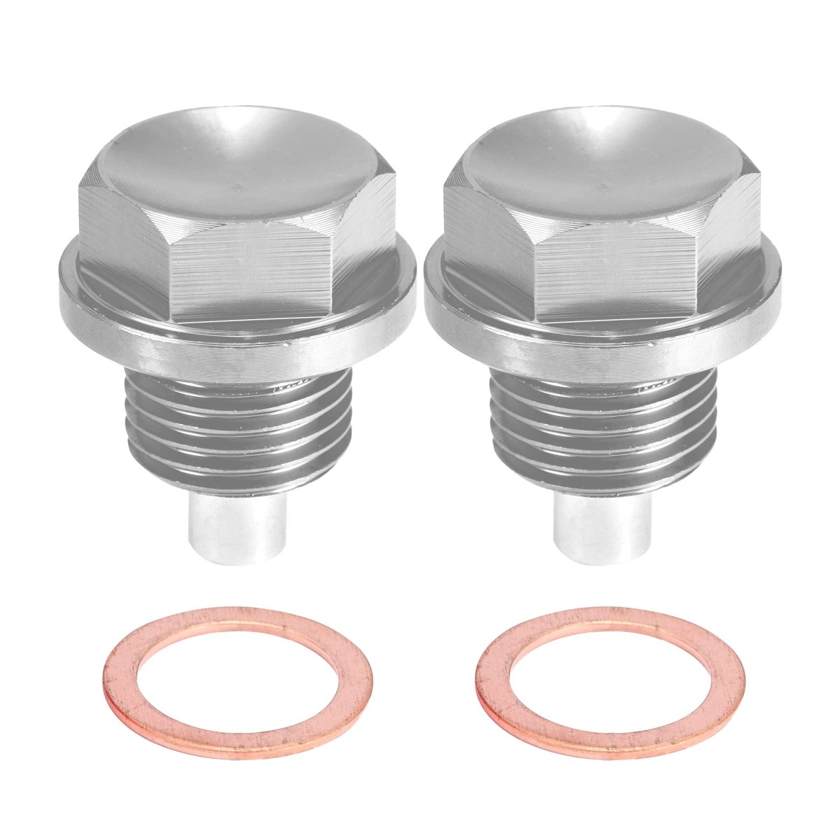 2 Set M16x1 5 Oil Drain Plug Magnetic Aluminum Alloy Sump Nut Bolt With Washer For Car Motorcycle Silver Tone